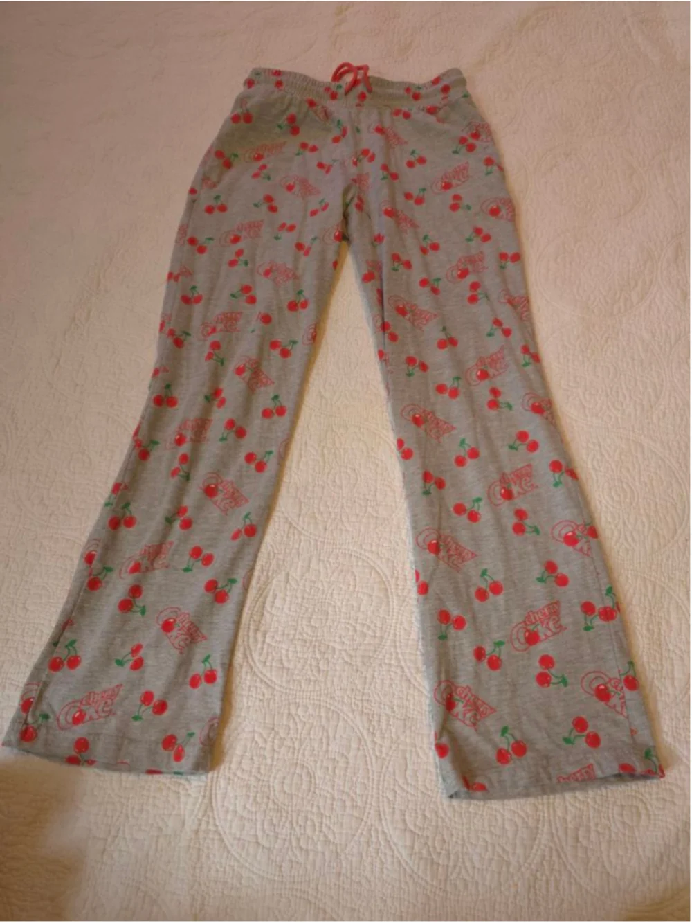 Women's Coca-Cola Gray Cherry Coke Logo Pajamas Set Small Comfort Lounge Wear